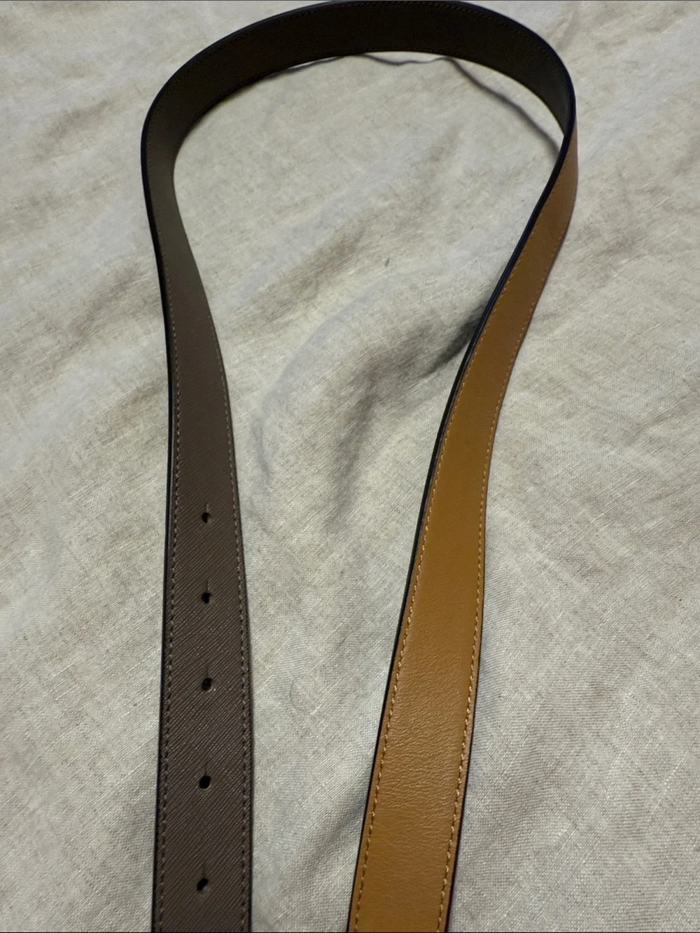 Tory Burch Brown Leather Belt with Gold Logo Buckle
